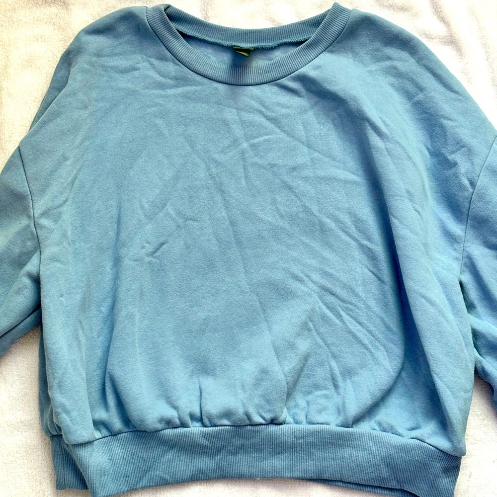 Plain Light Blue Cropped Crewneck NEVER WORN (WildFable) XL